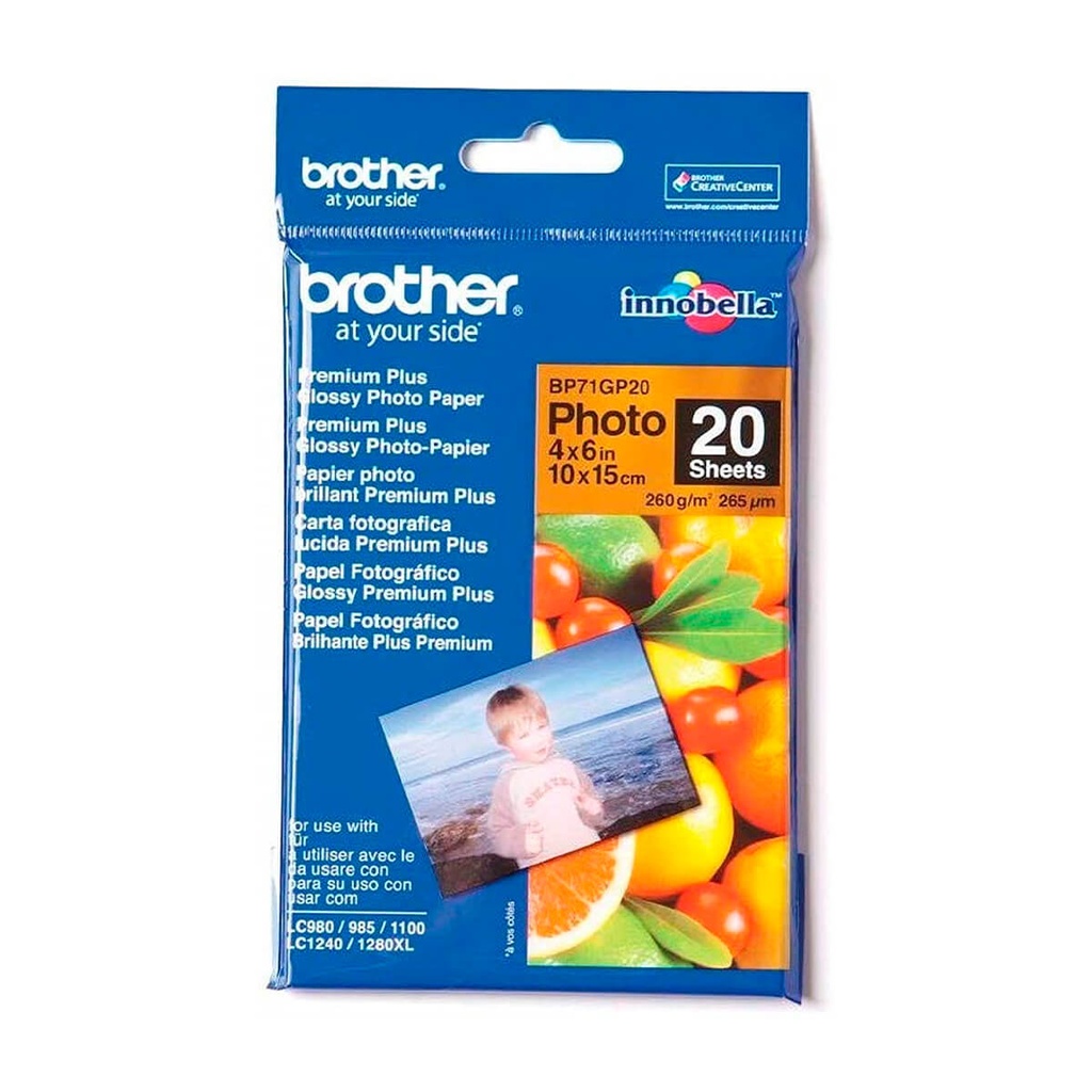 [BP71GP20] PAPEL FOTOGRAFICO BROTHER GLOSSY PREMIUM 4X6