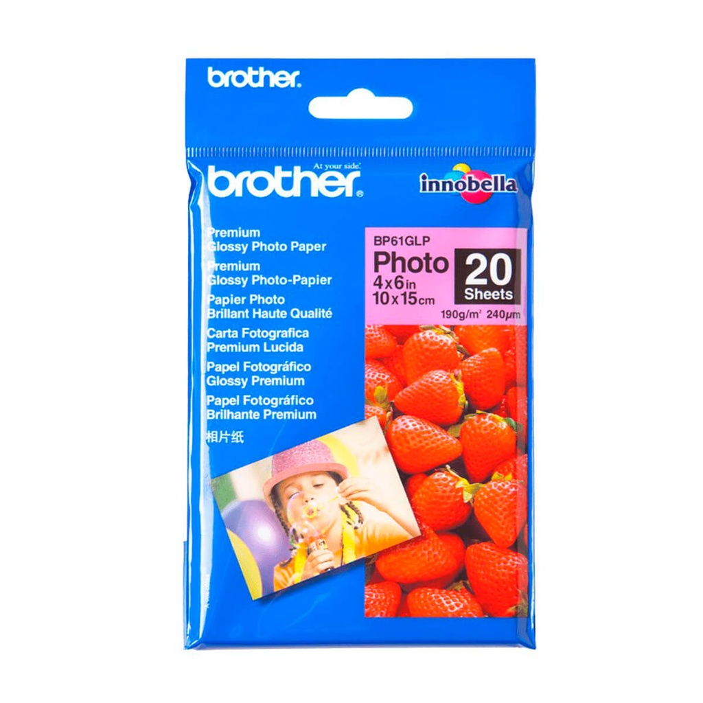 [BP61GLP] PAPEL FOTOGRAFICO BROTHER 4X6 GLOSSY 20 HOJAS