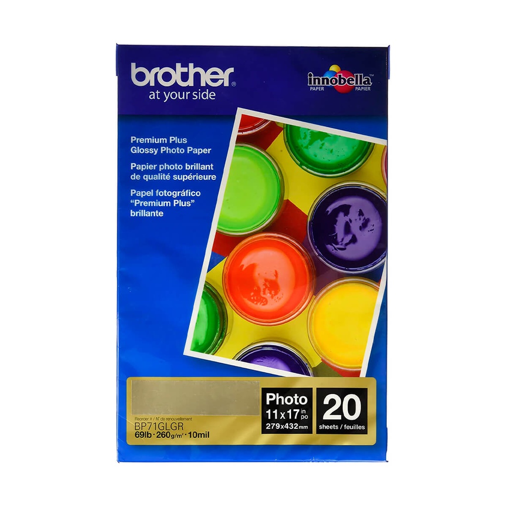 [BP71GLGR] PAPEL FOTOGRAFICO BROTHER 11X17" 20 HOJAS
