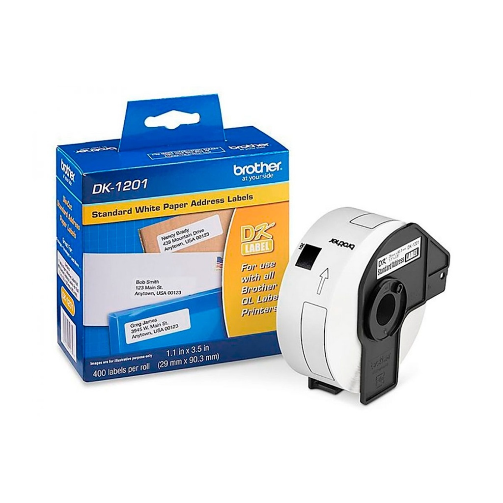 [DK1201] ETIQUETA BROTHER DH1201 CON 400 ETIQUETAS 1.1" X 3.5"
