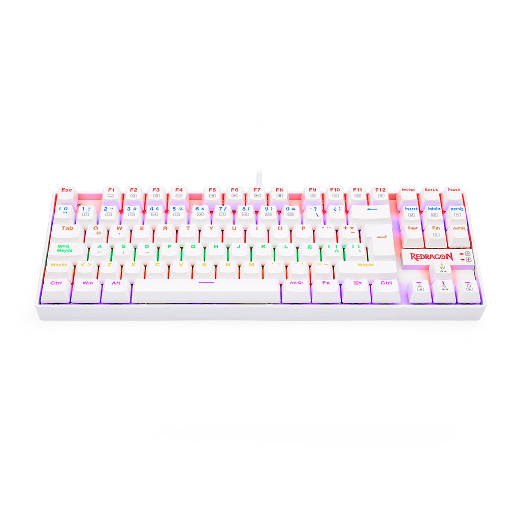 [K552W-KR-SP-RED] TECLADO REDRAGON KUMARA WHITE K552 KR MECANICO 80% TKL RED SWITCH