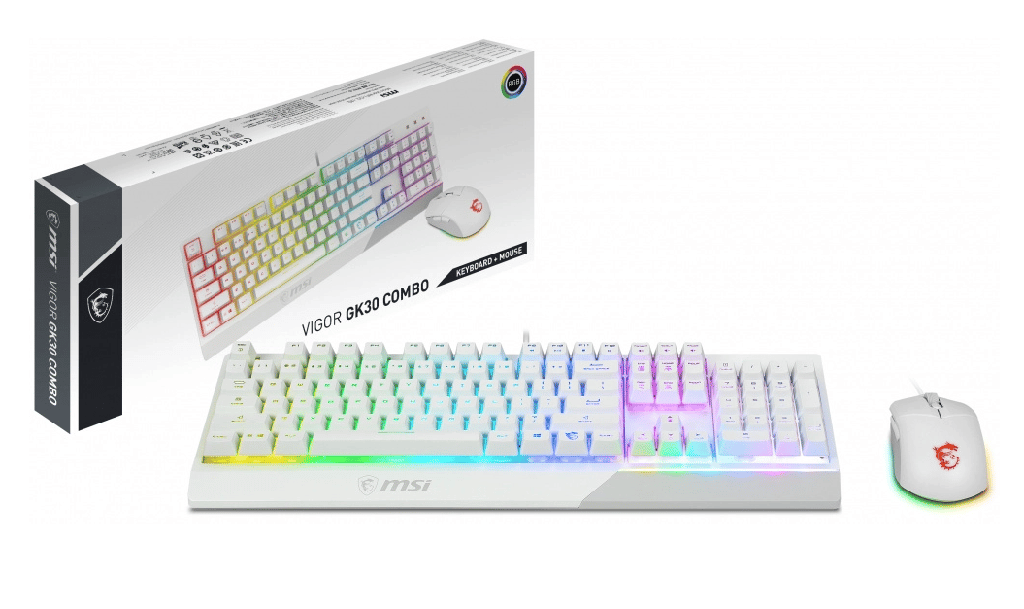 [824142247785-M] KIT MSI GK30 TECLADO Y MOUSE RGB WHITE US